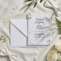 Marble Gold Frame Wedding Invitation