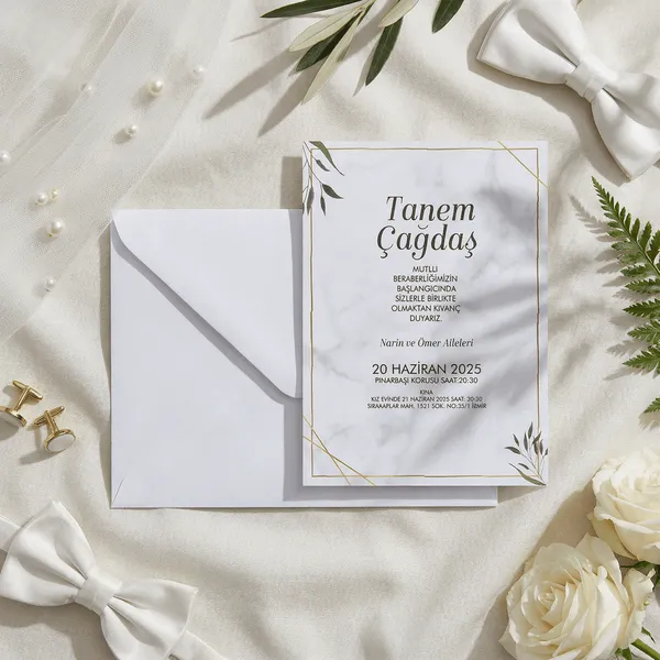 Marble Gold Frame Wedding Invitation