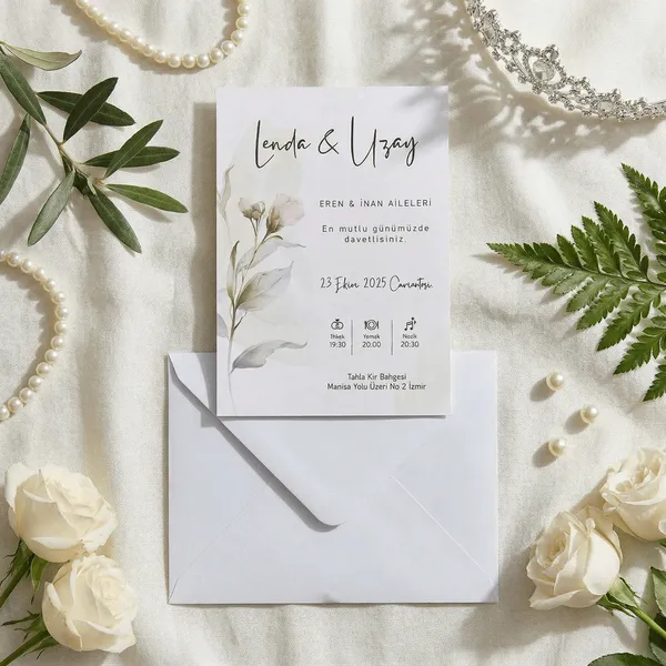 Watercolor Floral Script Wedding Invitation