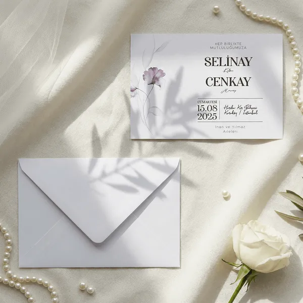 Purple Flower Modern Wedding Invitation