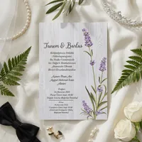 Wood Grain Lavender Wedding Invitation