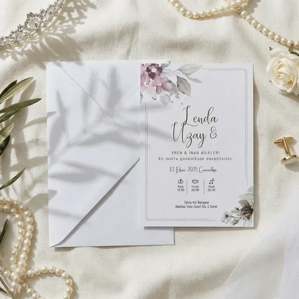 Corner Floral Framed Wedding Invitation