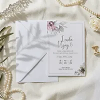 Corner Floral Framed Wedding Invitation