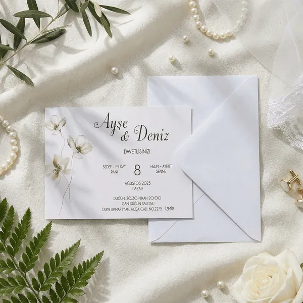 Beige Floral Elegant Wedding Invitation