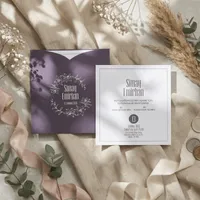 Modern Square Wedding Invitation with Floral Wreath