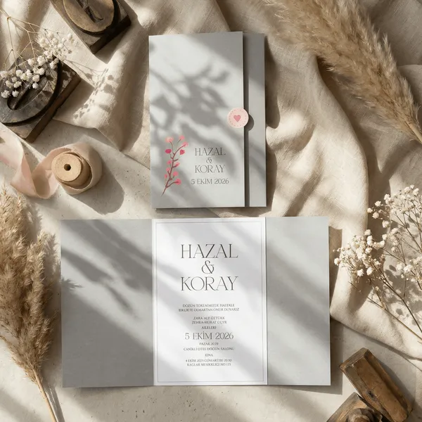 Modern Grey & White Wedding Invitation