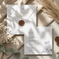 Purple Floral Wedding Invitation with Wax Seal