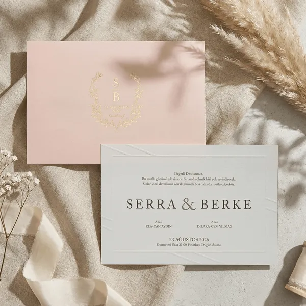 Blush Pink Gold Foil Wedding Invitation