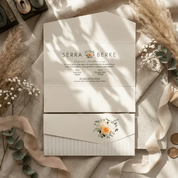Layered Floral Wedding Invitation