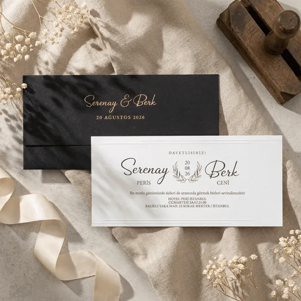 Black Gold Minimal Wedding Invitation