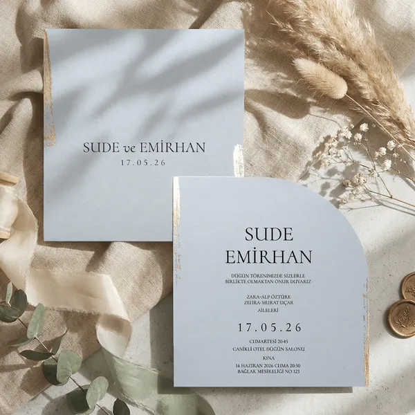 Modern Gold Accent Wedding Invitation