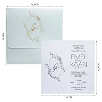 Minimal Gold Floral Wedding Invitation