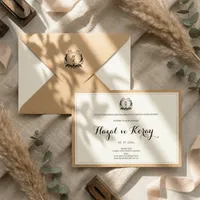 Gold Frame Horizontal Wedding Invitation