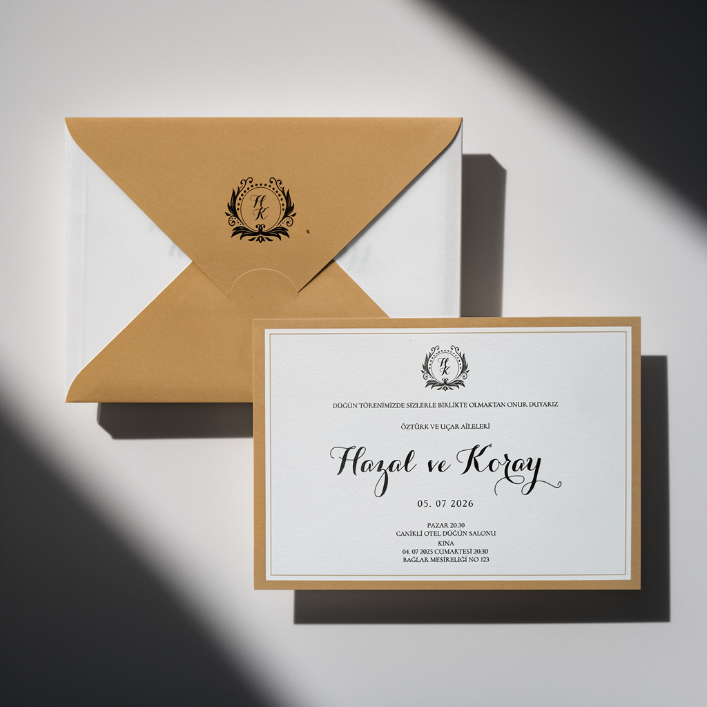 Gold Frame Horizontal Wedding Invitation