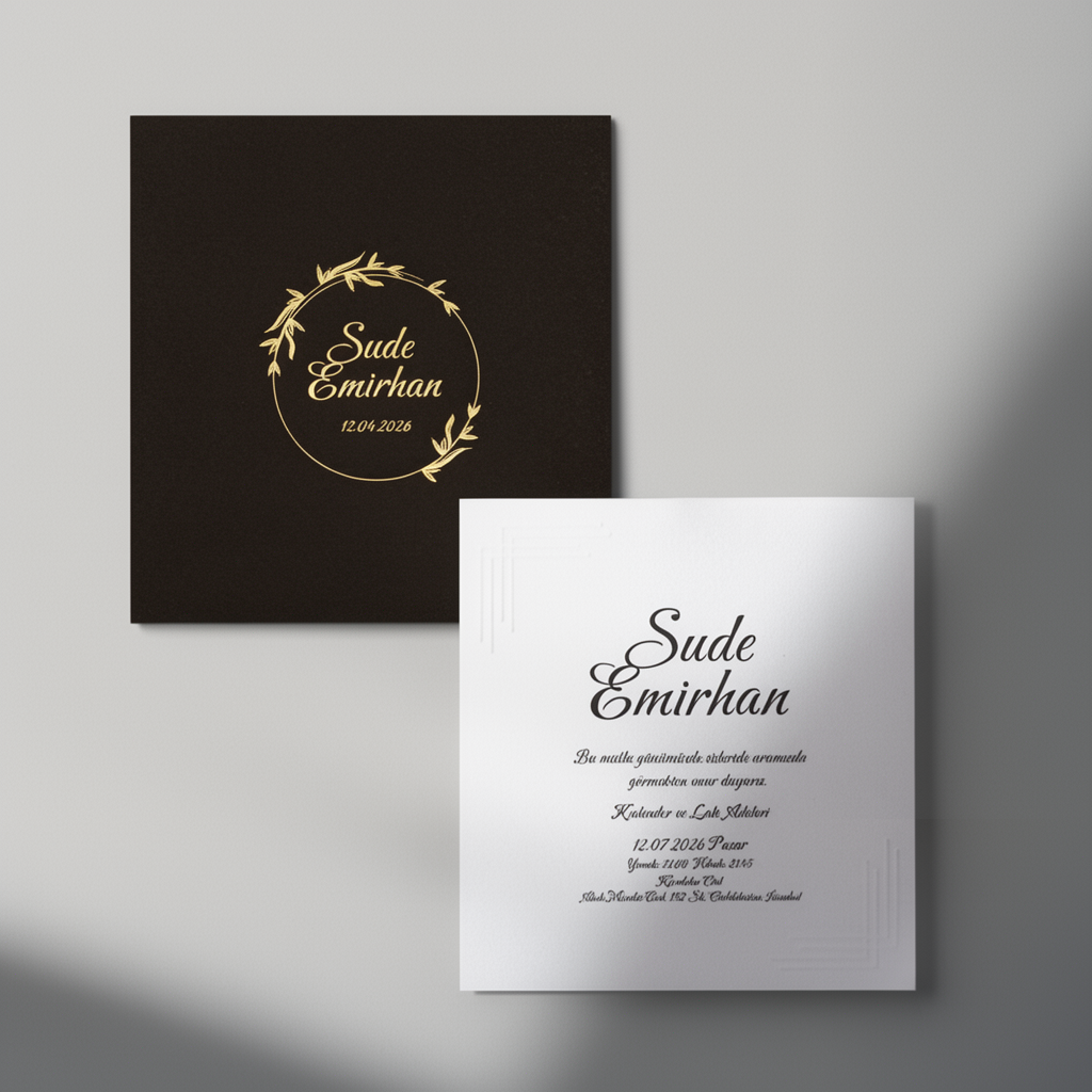 Black Circular Monogram Wedding Invitation