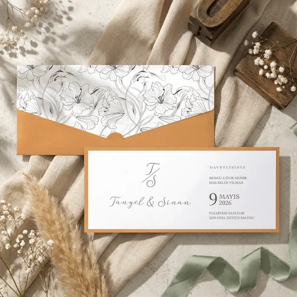 Sage Green Striped Wedding Invitation