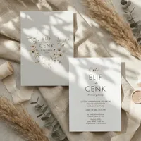 Blush Floral Wreath Wedding Invitation