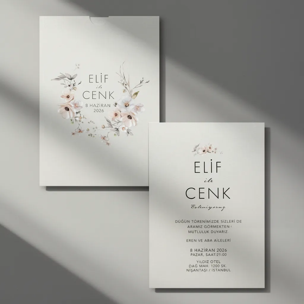 Blush Floral Wreath Wedding Invitation