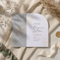 Gray Gold Arch Wedding Invitation