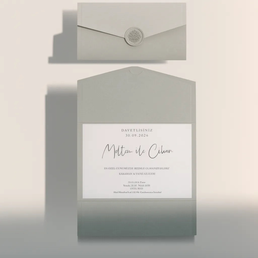 Sage Pocket Wedding Invitation