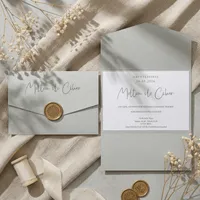 Sage Pocket Wedding Invitation