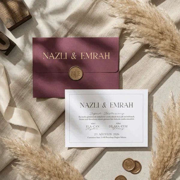 Burgundy Wax Seal Wedding Invitation