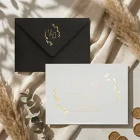 Black Botanical Gold Wedding Invitation
