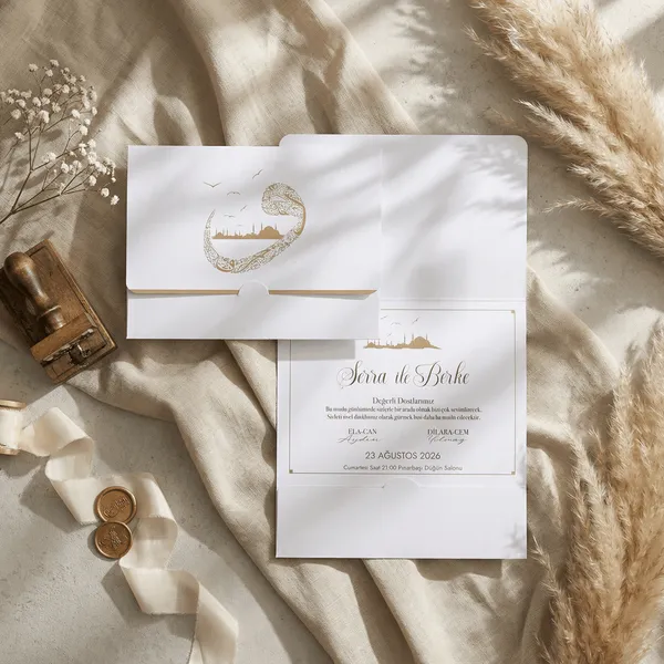 Taupe Wax Seal Wedding Invitation