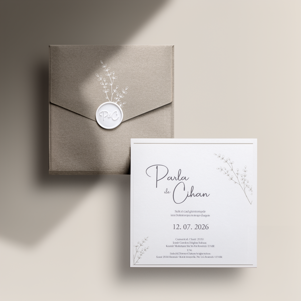Soft Beige Floral Wedding Invitation