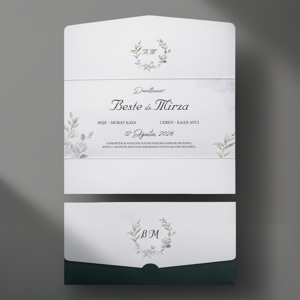 Botanical Wreath Pocket Wedding Invitation