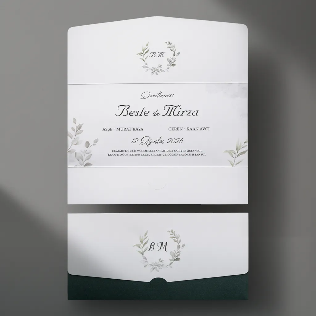 Botanical Wreath Pocket Wedding Invitation