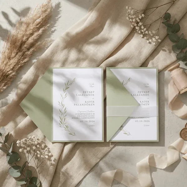 Green Botanical Wedding Invitation