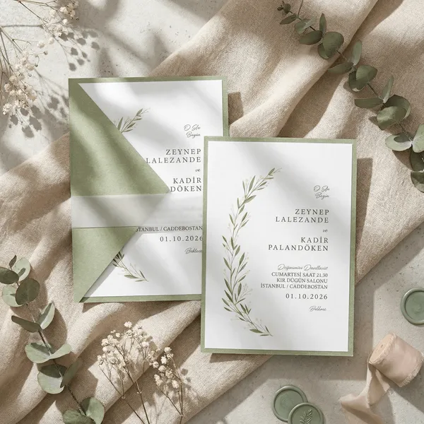 Green Botanical Wedding Invitation