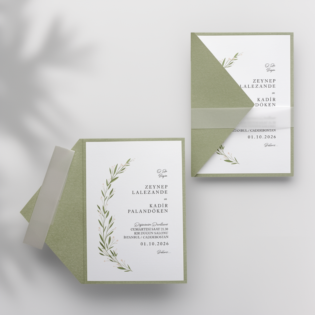 Green Botanical Wedding Invitation
