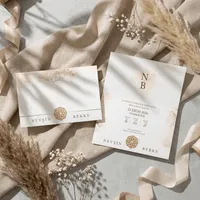 Neutral Floral Wedding Invitation Set