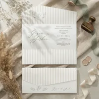 Striped Beige Wedding Invitation