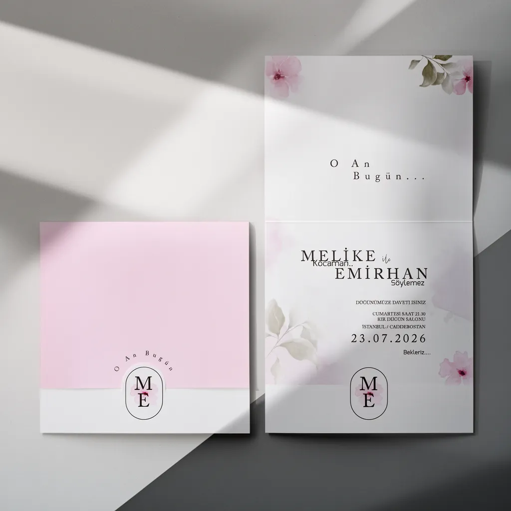 Pink Floral Wedding Invitation Set