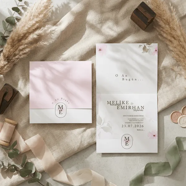 Pink Floral Wedding Invitation Set