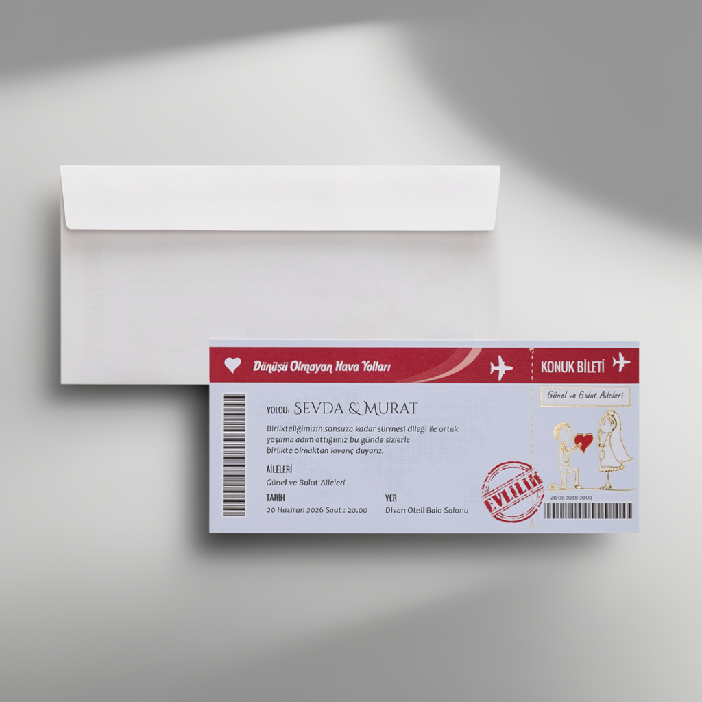 Ticket Style Wedding Invitation