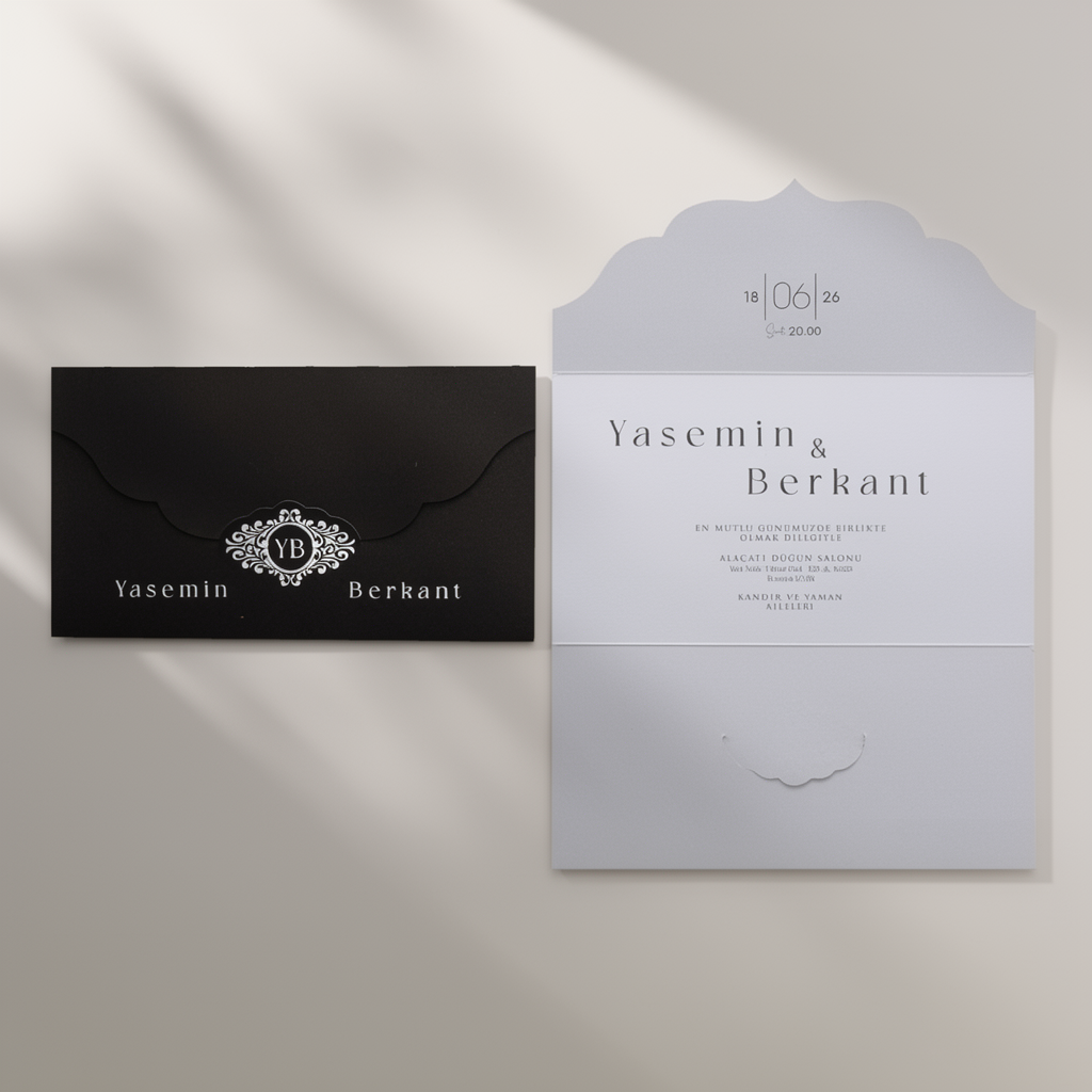 Black and Gray Wedding Invitation Set