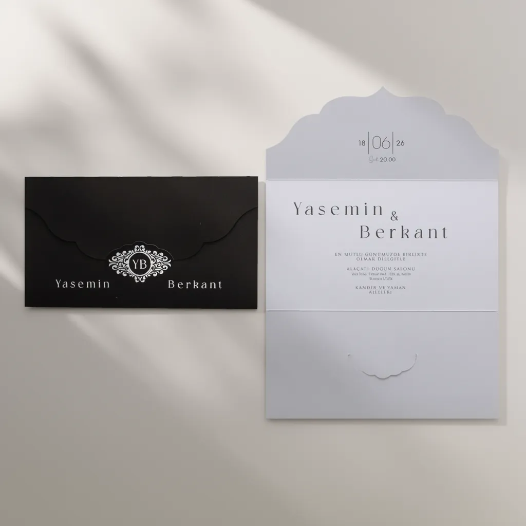 Black and Gray Wedding Invitation Set