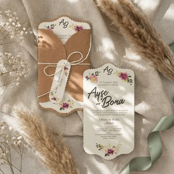 Rustic Floral Wedding Invitation