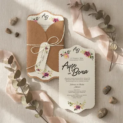 Rustic Floral Wedding Invitation