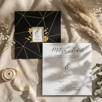 Black Gold Geometric Wedding Invitation