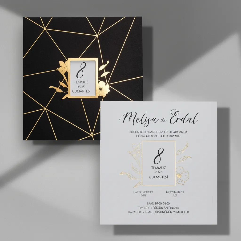 Black Gold Geometric Wedding Invitation