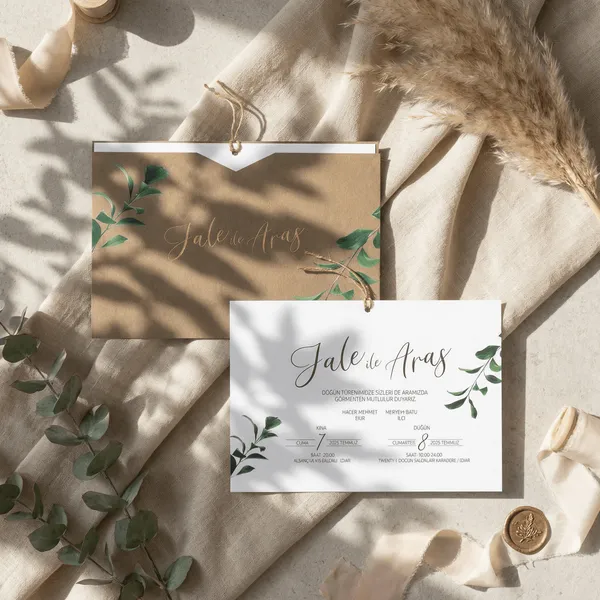 Greenery Pocket Wedding Invitation