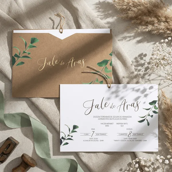 Greenery Pocket Wedding Invitation