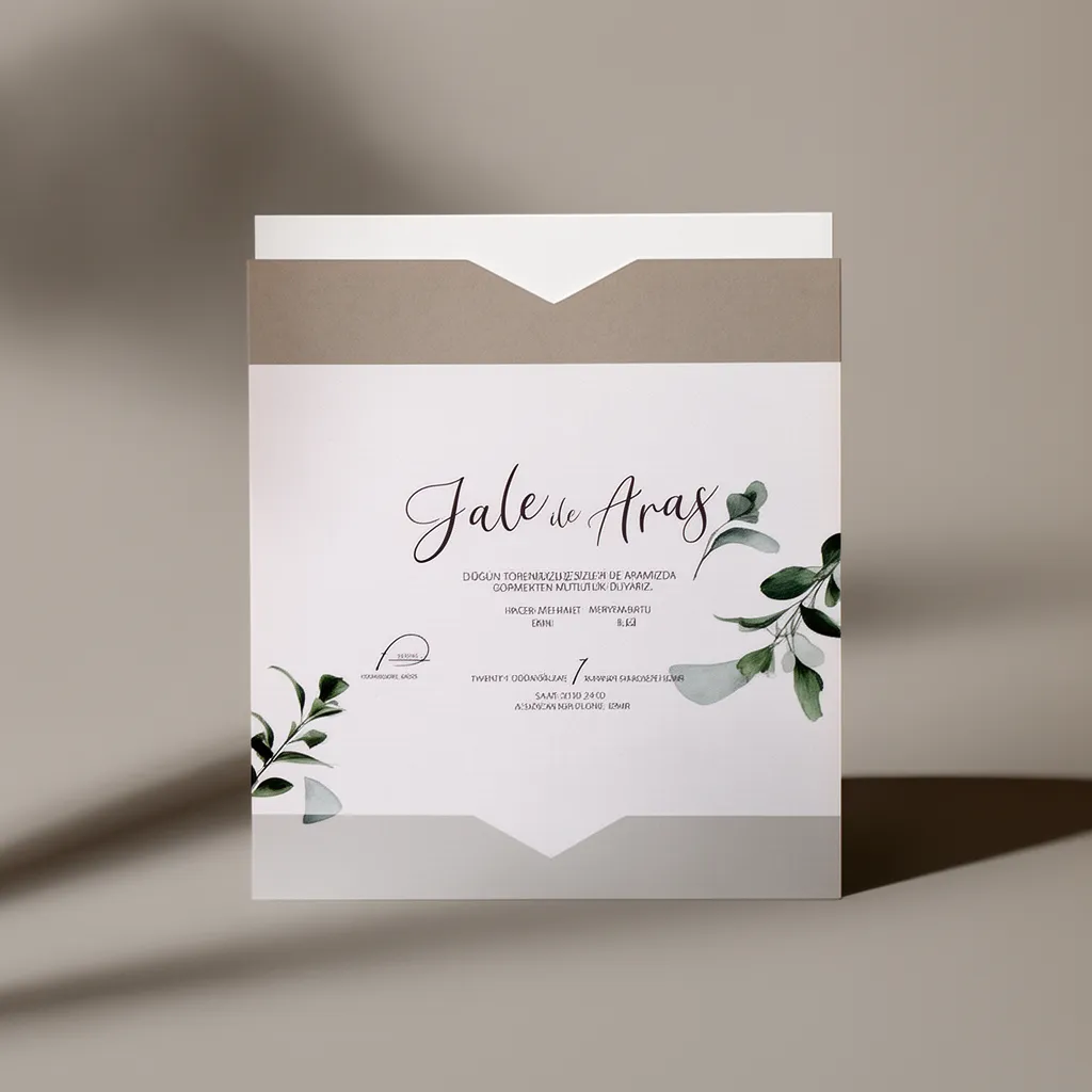 Greenery Pocket Wedding Invitation