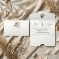 White Pocket Wedding Invitation with Monogram