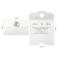 White Pocket Wedding Invitation with Monogram